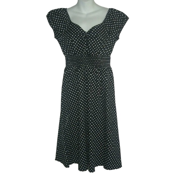 Side CCA Dress Retro Polka Dot Pinup Rockabilly 50s Style Kawaii Black Whimsical - Picture 1 of 12